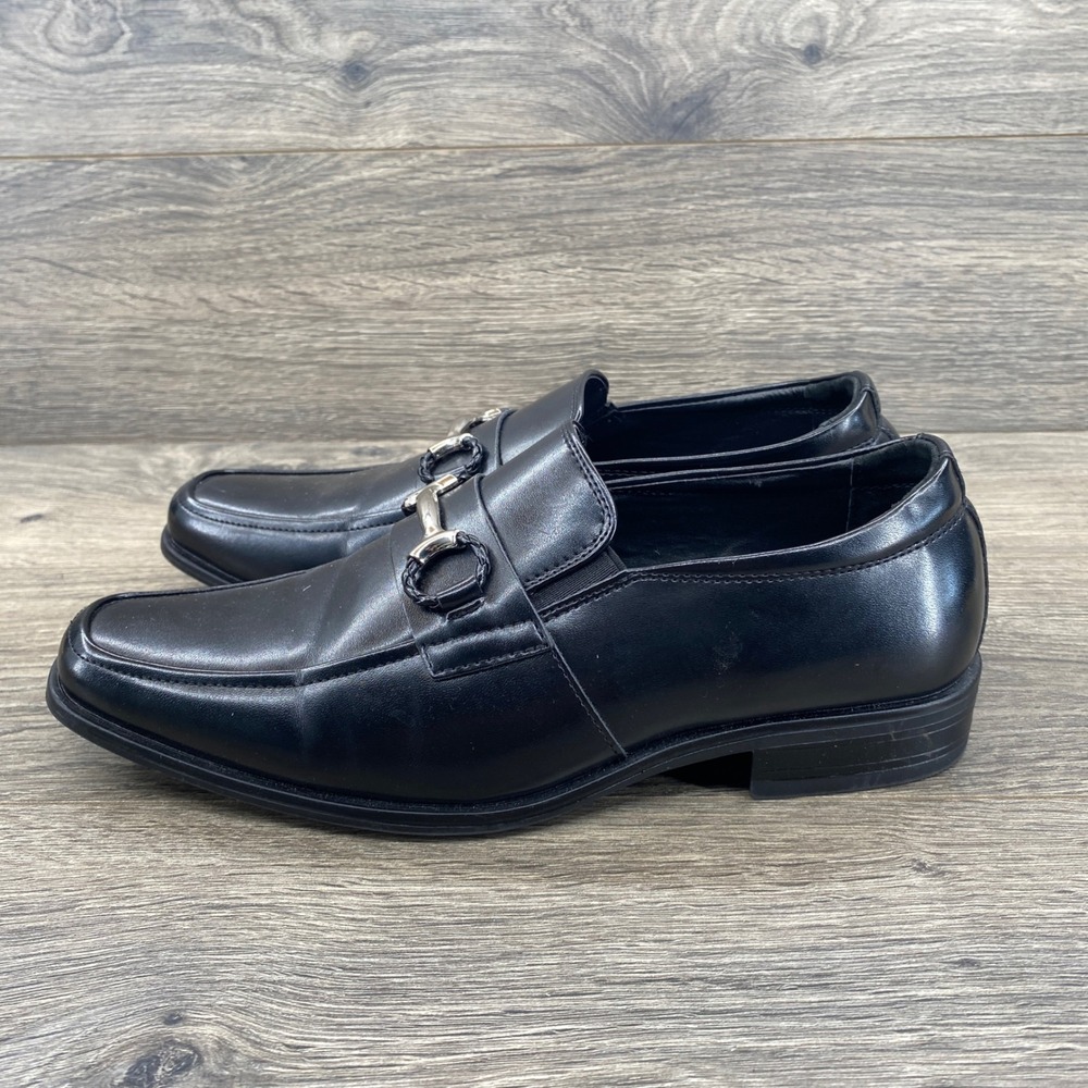 Stacy Adams Bit Loafer Boys Size 5.5M Black Square Toe Dress Shoes 43423-042